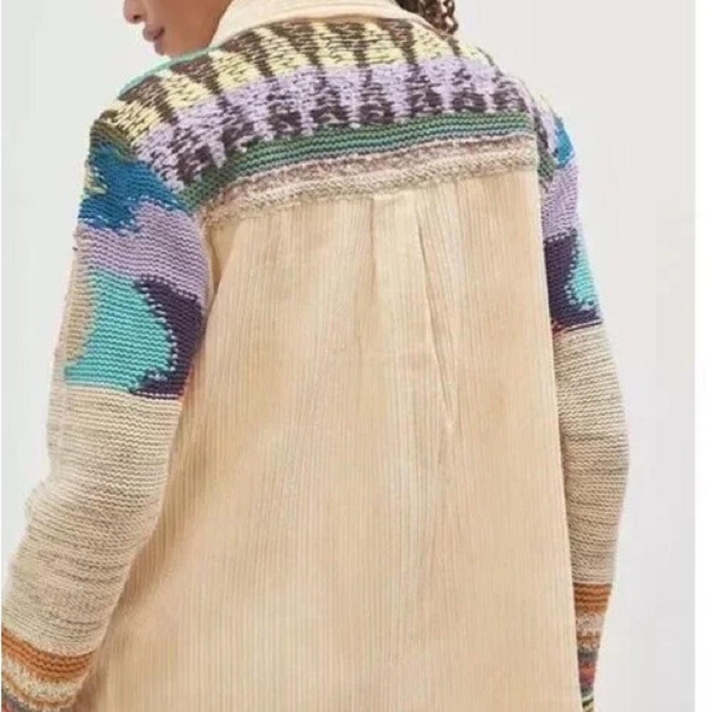 Pilcro Beige and Multicolor Knit Cardigan